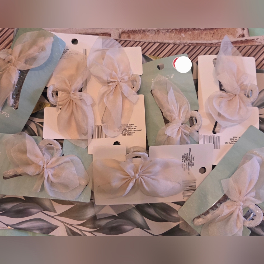 Cream Bow Hair Claw Clip Bundle - Pack of 8